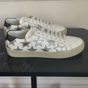Saint Laurent Court Classic SL/06 Silver Star Leather Sneakers